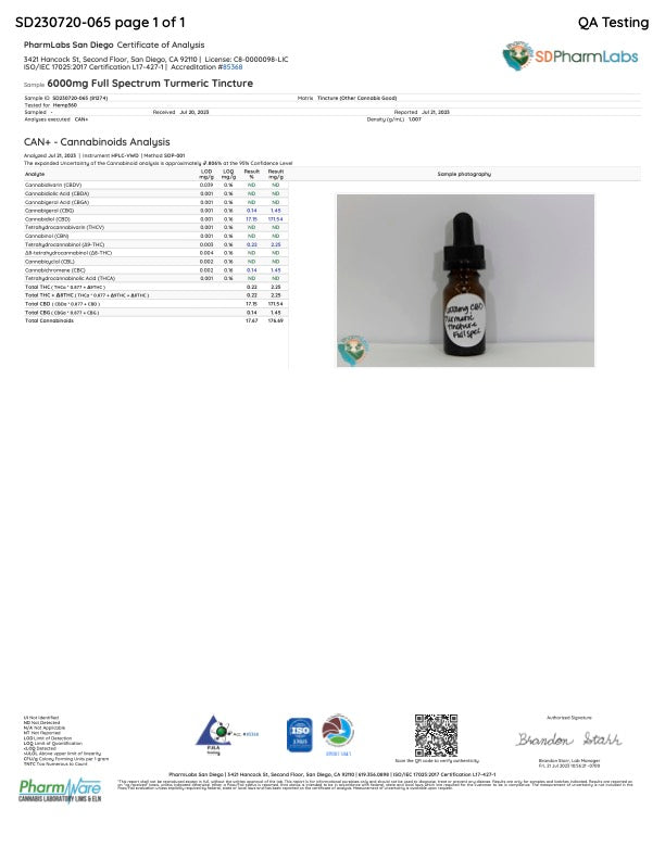 Turmeric Full Spectrum CBD Oil - 6000 mg