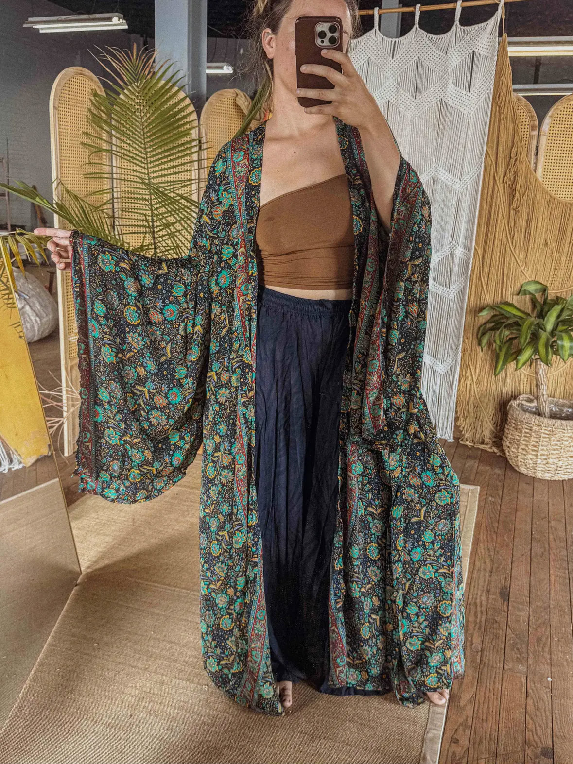 Silk Bell Sleeve Kimono