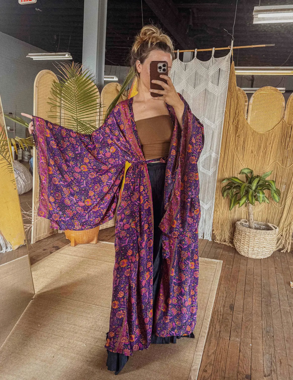 Silk Bell Sleeve Kimono