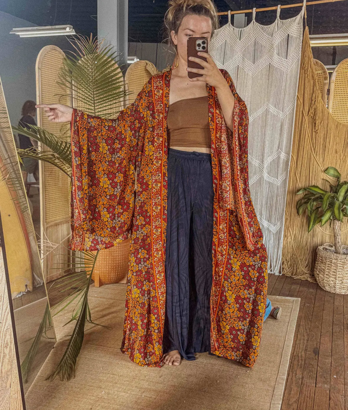 Silk Bell Sleeve Kimono