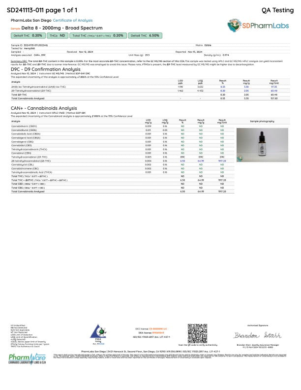 Delta 8 - 2000mg - Broad Spectrum