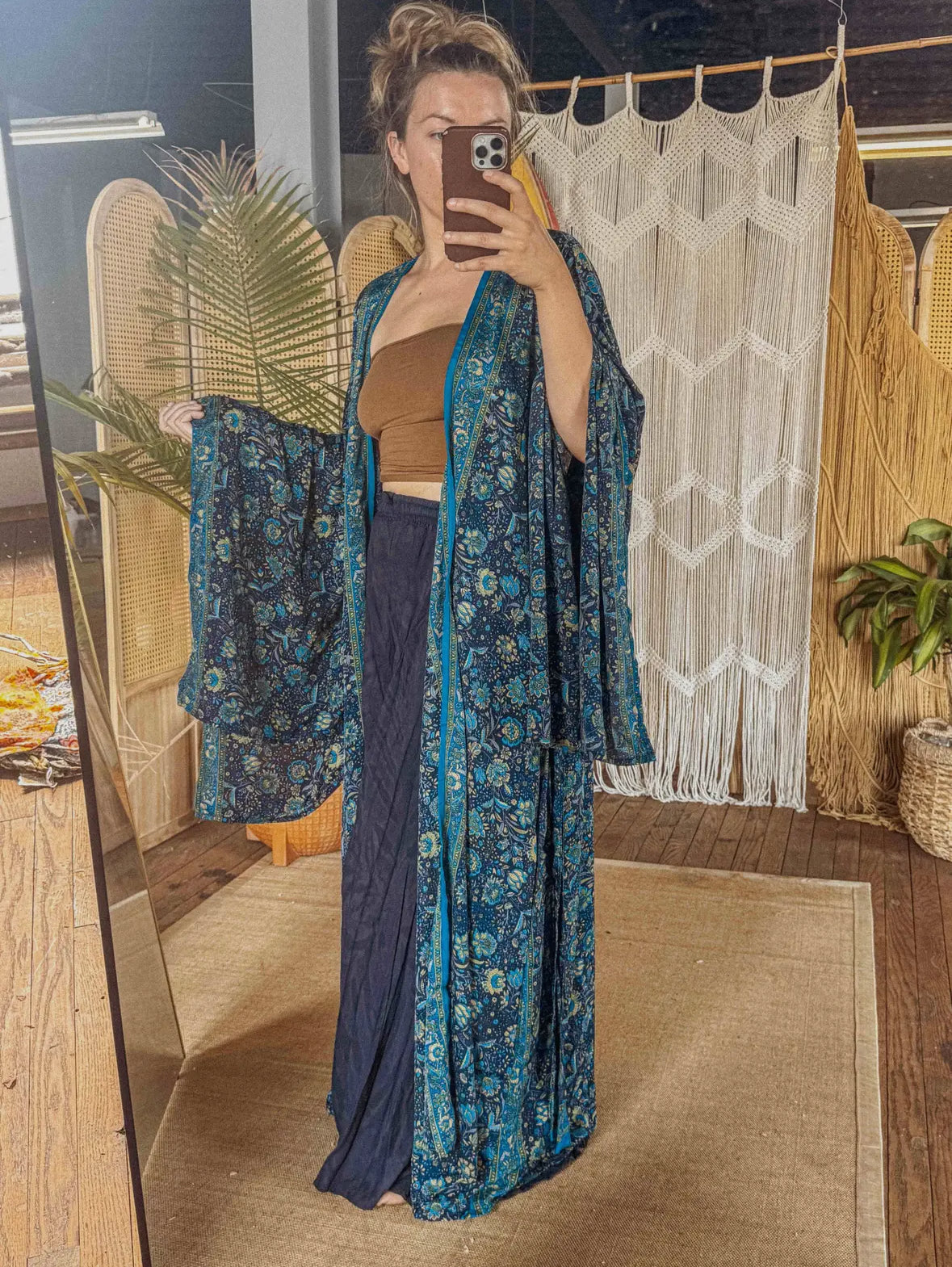 Silk Bell Sleeve Kimono