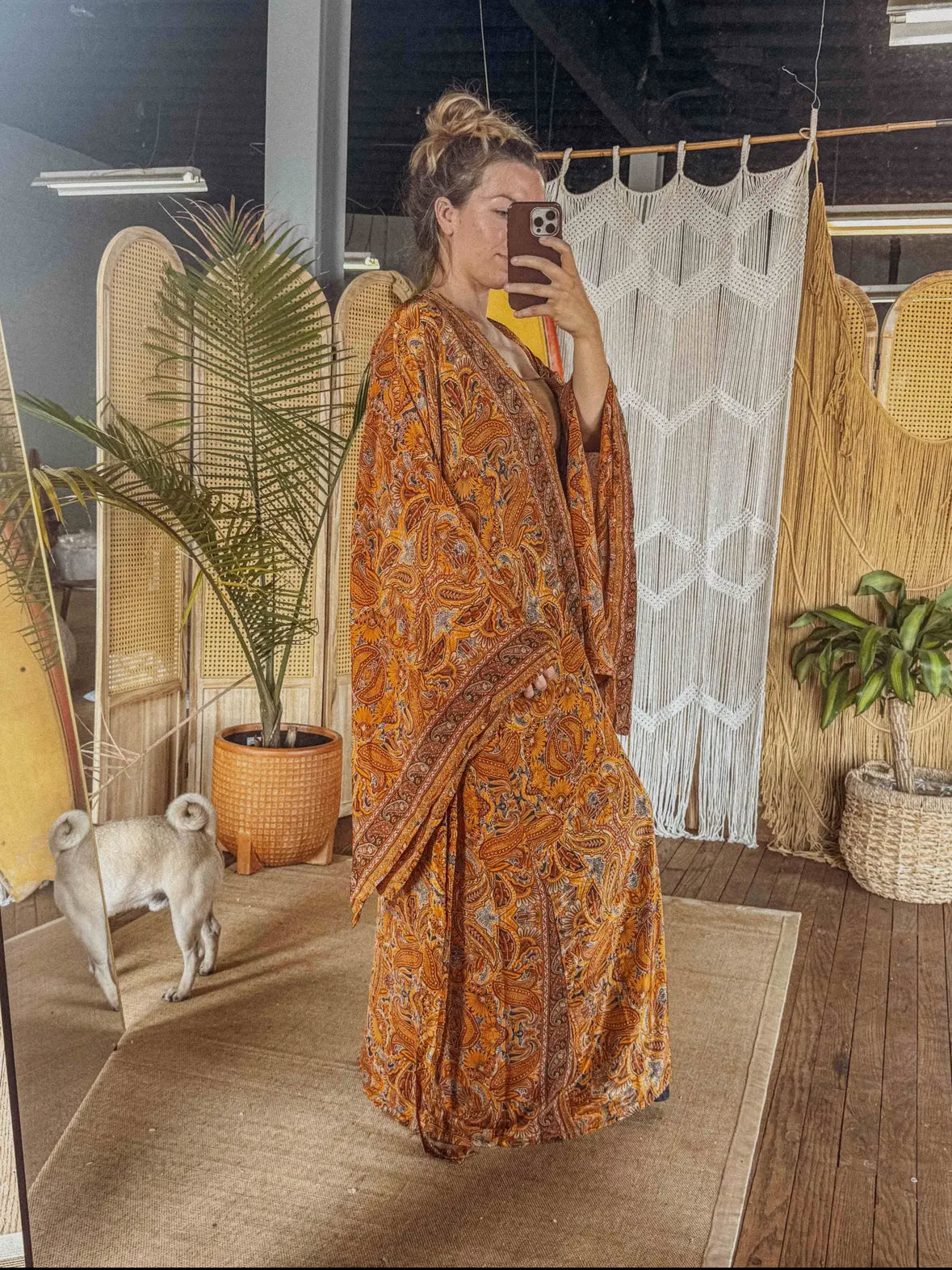 Silk Bell Sleeve Kimono