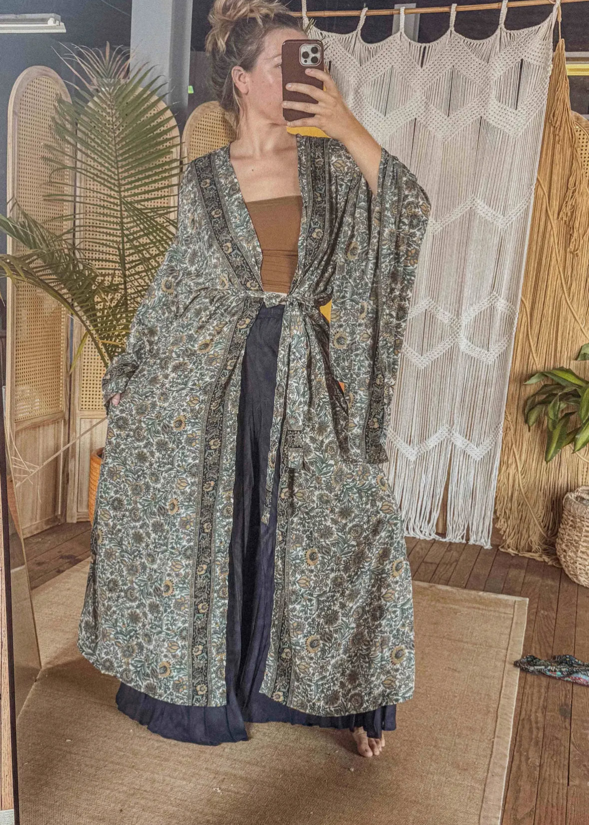 Silk Bell Sleeve Kimono