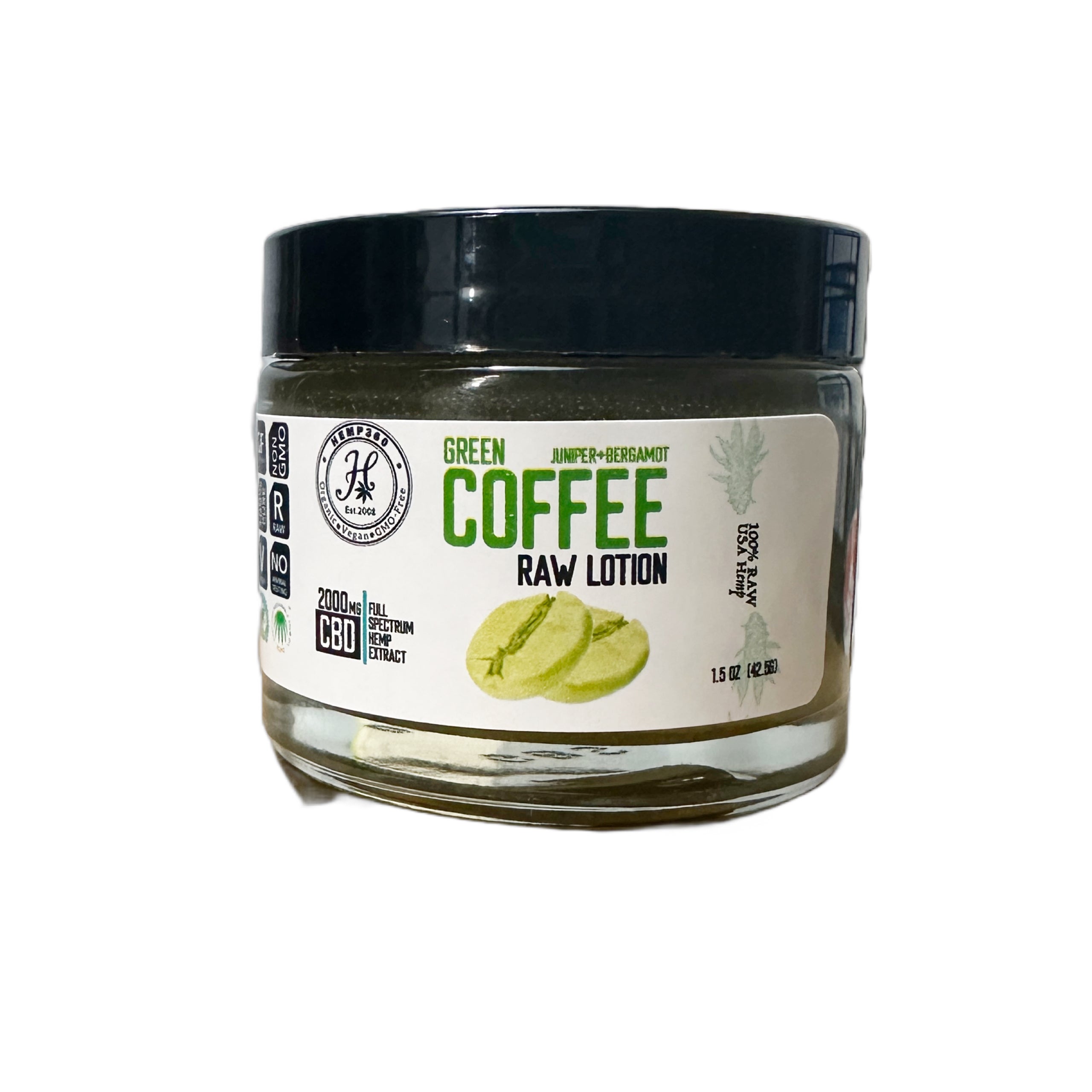 Green Coffee Raw Lotion 2000mg Full Spectrum CBD 1.5 ounce - Max Strength